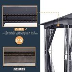 HAPPATIO 10' x 12' Outdoor Patio Gazebo, Grey