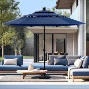 PHI VILLA 3-Tier Outdoor Patio Umbrella with Ventilation