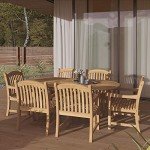 7-Piece Brown Teak Extendable Newcastle Dining Set