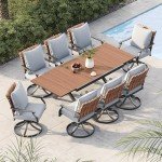 9-Piece Brown Wicker Outdoor Dining Set