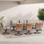 9-Piece Brown Wicker Outdoor Dining Set