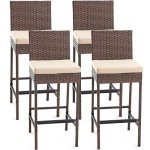 Set of 4 Wicker Bar Height Patio Chairs
