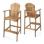 Malibu Outdoor Acacia Wood Barstool Set, 2-Pcs