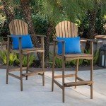 Malibu Outdoor Acacia Wood Barstool Set, 2-Pcs