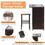 Khaki Rattan 3-Piece Bar Set for Outdoor Spaces