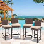 Set of 4 Wicker Bar Height Patio Chairs