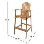 Malibu Outdoor Acacia Wood Barstool Set, 2-Pcs