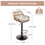 Set of 2 Adjustable Rattan Bar Stools