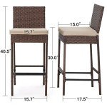 Set of 4 Wicker Bar Height Patio Chairs
