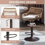 Set of 2 Adjustable Rattan Bar Stools