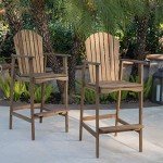 Malibu Outdoor Acacia Wood Barstool Set, 2-Pcs