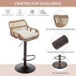 Set of 2 Adjustable Rattan Bar Stools