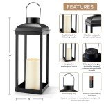 Large Solar-Powered Outdoor Candle Lantern - 18