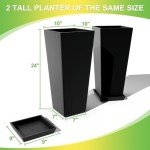 Set of 2 Tall 24" Planters for Indoor/Outdoor