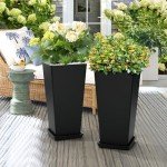 Set of 2 Tall 24" Planters for Indoor/Outdoor
