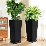 Set of 2 Tall 24" Planters for Indoor/Outdoor