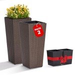 All-Weather Wicker Planters Set of 2 - Mocha