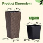 All-Weather Wicker Planters Set of 2 - Mocha