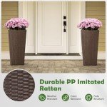 All-Weather Wicker Planters Set of 2 - Mocha