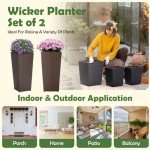 All-Weather Wicker Planters Set of 2 - Mocha
