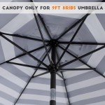 9ft Black & White Stripe Patio Umbrella Canopy