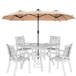 HERA'S PALACE 13ft LED Solar Patio Umbrella