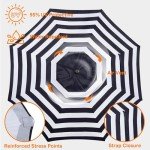 9ft Black & White Stripe Patio Umbrella Canopy