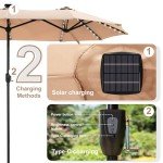 HERA'S PALACE 13ft LED Solar Patio Umbrella