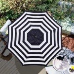 9ft Black & White Stripe Patio Umbrella Canopy