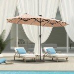 HERA'S PALACE 13ft LED Solar Patio Umbrella