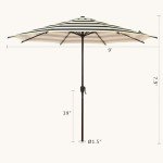 9FT Lyon Outdoor Patio Umbrella with Tilt & Crank