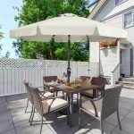 Light Beige Market Umbrella for Outdoor Tables