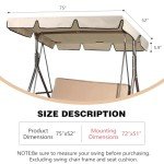 Beige Waterproof Swing Canopy Replacement Top