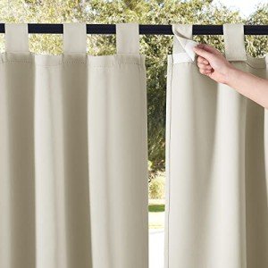Beige Waterproof Outdoor Patio Curtains - 2 Panels