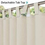 Beige Waterproof Outdoor Patio Curtains - 2 Panels