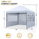 10x10 Pop-Up Canopy Tent with Windows - White