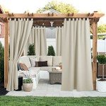Beige Waterproof Outdoor Patio Curtains - 2 Panels