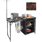 REDCAMP Folding Camping Kitchen Table with Storage