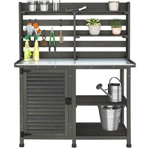 Large Outdoor Potting Bench with Storage Shelf