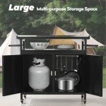 Large Rolling Bar Grill Cart for Patio Use