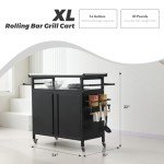 Large Rolling Bar Grill Cart for Patio Use