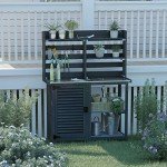 Large Outdoor Potting Bench with Storage Shelf