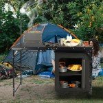 REDCAMP Folding Camping Kitchen Table with Storage