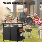 Large Rolling Bar Grill Cart for Patio Use