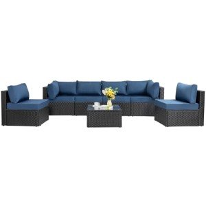 7-Piece Outdoor Wicker Sectional Sofa Set