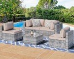 5-Piece Silver Gray Outdoor Sectional Sofa Set