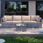 5-Piece Silver Gray Outdoor Sectional Sofa Set
