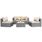 5-Piece Silver Gray Outdoor Sectional Sofa Set