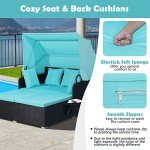 Turquoise Outdoor Daybed with Canopy and Cushions