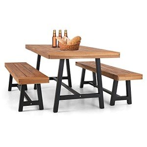 3-Piece Acacia Wood Patio Dining Set